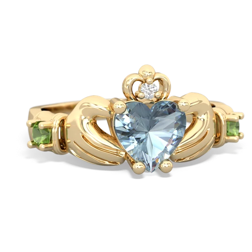 aquamarine-peridot claddagh ring