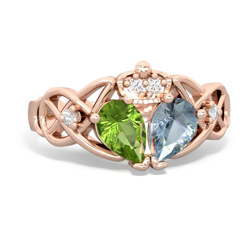 aquamarine-peridot claddagh ring