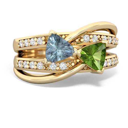 Aquamarine Genuine Aquamarine with Genuine Peridot Bowtie ring Ring