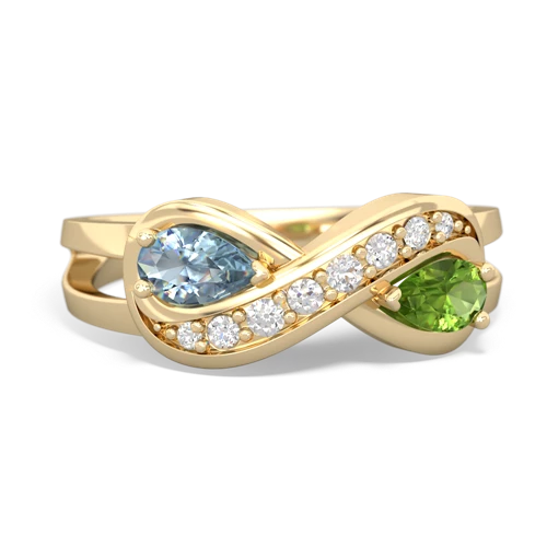 Aquamarine Genuine Aquamarine with Genuine Peridot Diamond Infinity ring Ring