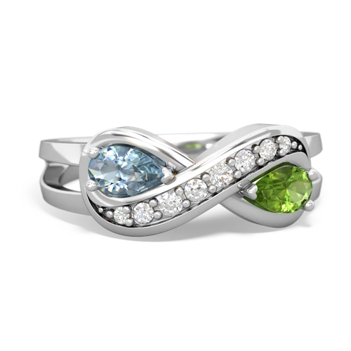 aquamarine-peridot diamond infinity ring