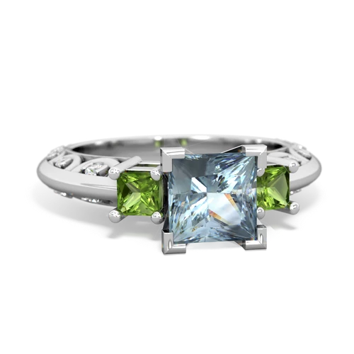 aquamarine-peridot engagement ring