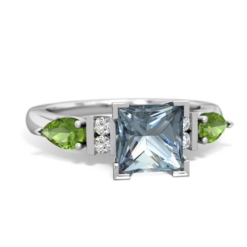 Aquamarine Genuine Aquamarine with Genuine Peridot and  Engagement ring Ring