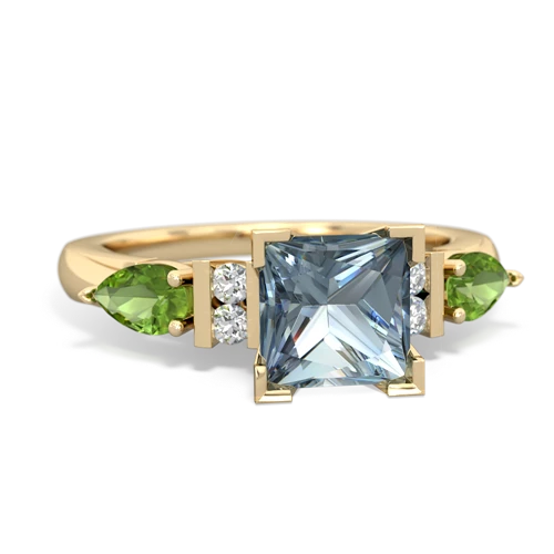 Aquamarine Genuine Aquamarine with Genuine Peridot and Lab Created Pink Sapphire Engagement ring Ring