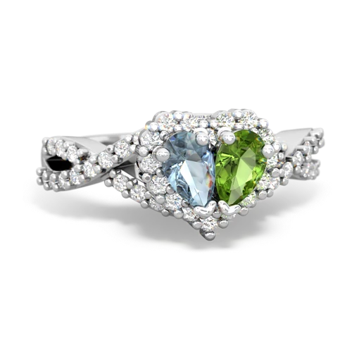 aquamarine-peridot engagement ring