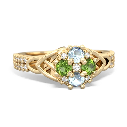 aquamarine-peridot engagement ring