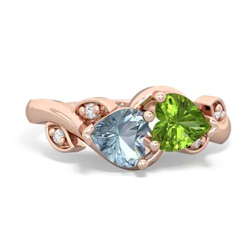 aquamarine-peridot floral keepsake ring