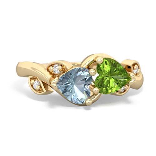 aquamarine-peridot floral keepsake ring