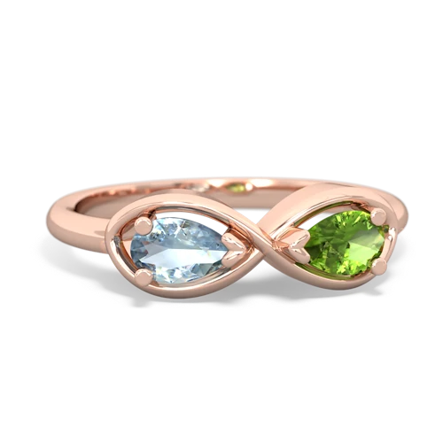 aquamarine-peridot infinity ring