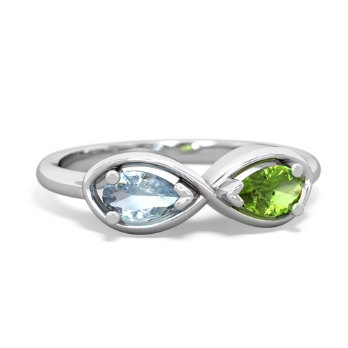 aquamarine-peridot infinity ring