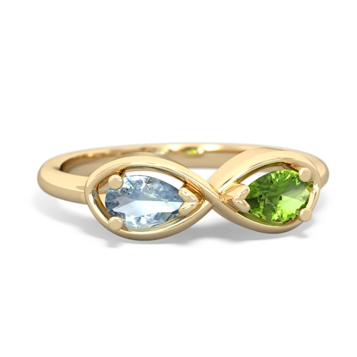 aquamarine-peridot infinity ring