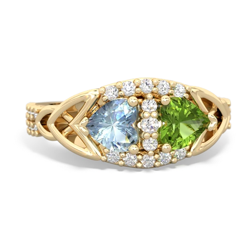 Aquamarine Genuine Aquamarine with Genuine Peridot Celtic Knot Engagement ring Ring