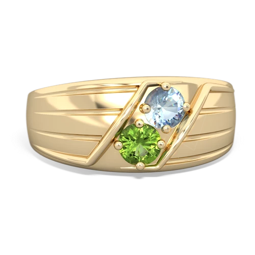 aquamarine-peridot mens ring