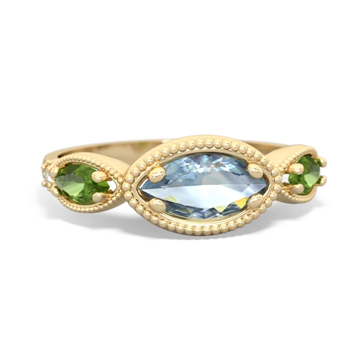 Aquamarine Genuine Aquamarine with Genuine Peridot and Genuine Emerald Antique Style Keepsake ring Ring