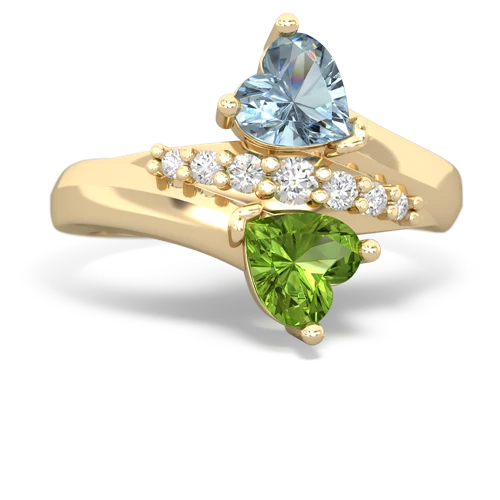 aquamarine-peridot modern ring