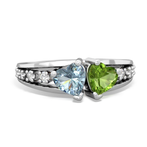 aquamarine-peridot modern ring