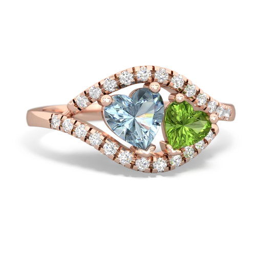 aquamarine-peridot mother child ring