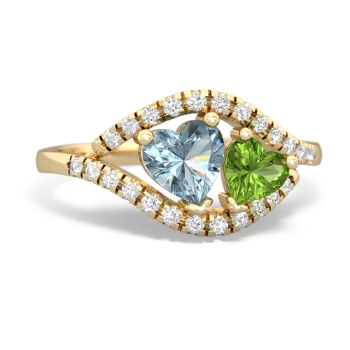 aquamarine-peridot mother child ring