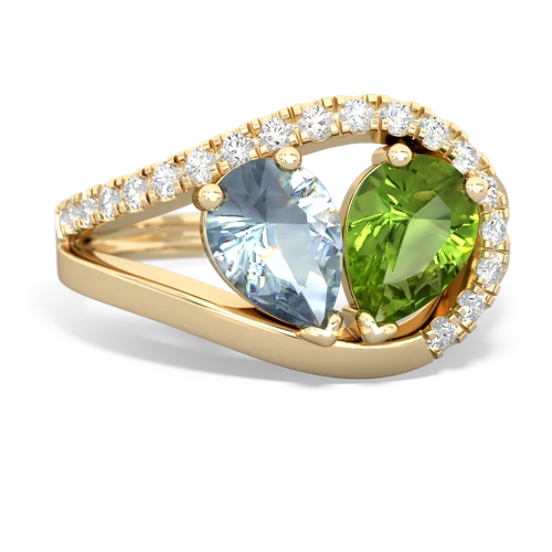 aquamarine-peridot pave heart ring