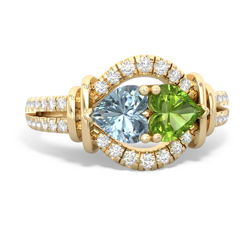 aquamarine-peridot pave keepsake ring
