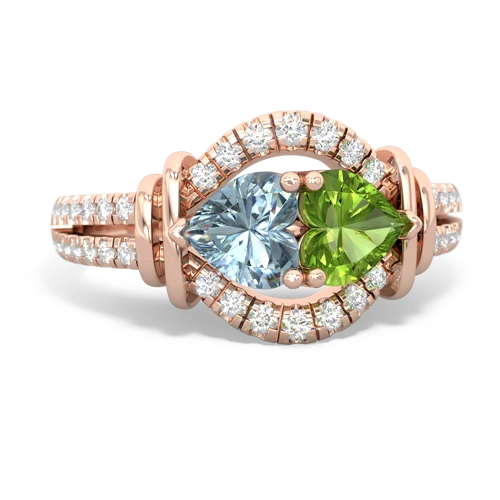 aquamarine-peridot pave keepsake ring