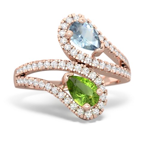 Aquamarine Genuine Aquamarine with Genuine Peridot Diamond Dazzler ring Ring