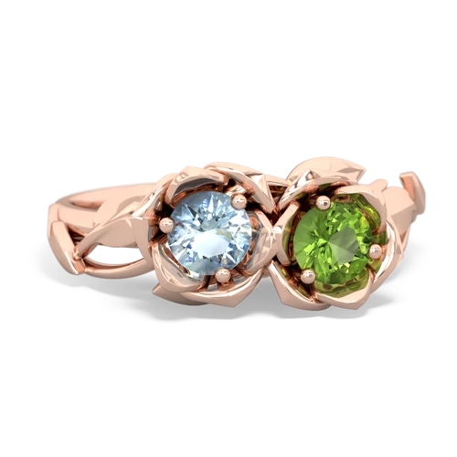 Aquamarine Genuine Aquamarine with Genuine Peridot Rose Garden ring Ring