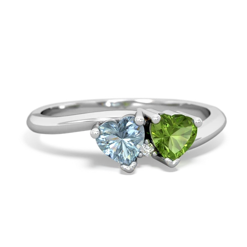 Aquamarine Genuine Aquamarine with Genuine Peridot Sweetheart's Promise ring Ring