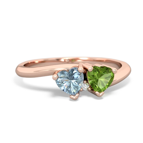 aquamarine-peridot sweethearts promise ring