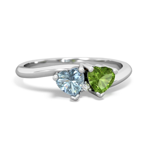 aquamarine-peridot sweethearts promise ring