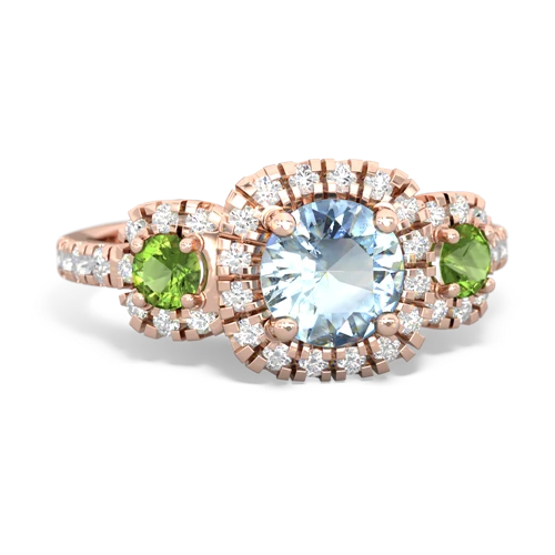 Aquamarine Genuine Aquamarine with Genuine Peridot and Genuine Emerald Regal Halo ring Ring