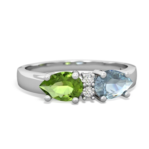 Aquamarine Genuine Aquamarine with Genuine Peridot Pear Bowtie ring Ring