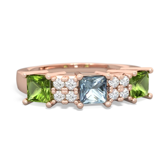 Aquamarine Genuine Aquamarine with Genuine Peridot and Genuine Sapphire Three Stone ring Ring