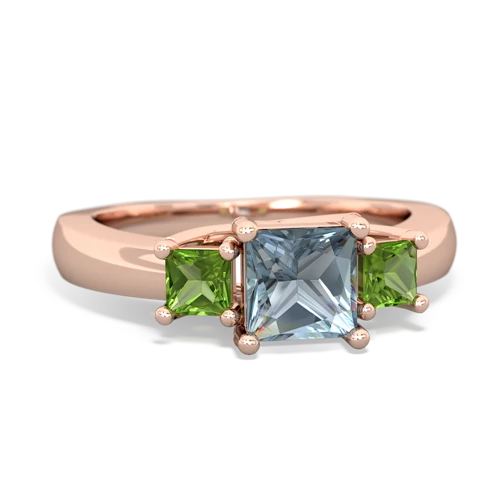 Aquamarine Genuine Aquamarine with Genuine Peridot and Genuine Sapphire Three Stone Trellis ring Ring