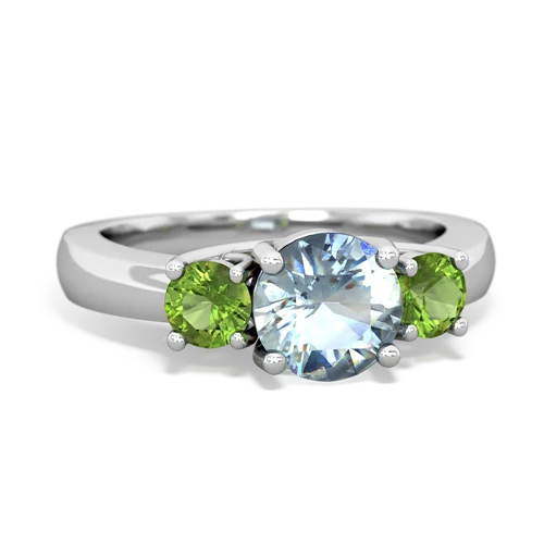 Aquamarine Genuine Aquamarine with Genuine Peridot and Genuine Emerald Three Stone Trellis ring Ring
