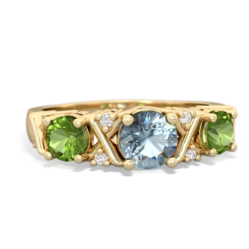 Aquamarine Genuine Aquamarine with Genuine Peridot and Genuine Citrine Hugs and Kisses ring Ring