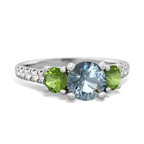 Aquamarine Genuine Aquamarine with Genuine Peridot and Genuine Emerald Pave Trellis ring Ring