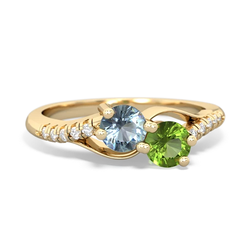 Aquamarine Genuine Aquamarine with Genuine Peridot Two Stone Infinity ring Ring