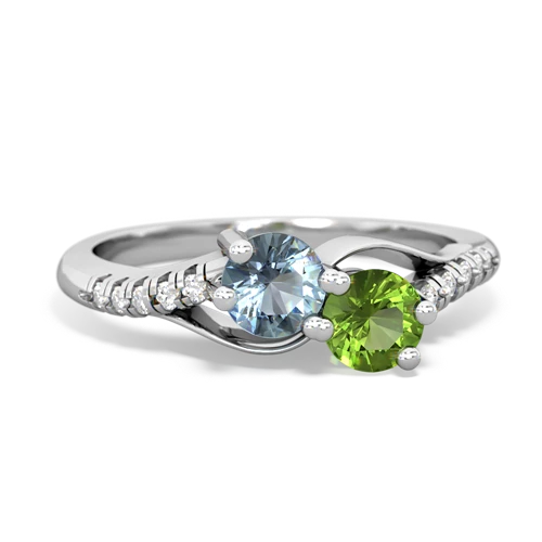 aquamarine-peridot two stone infinity ring