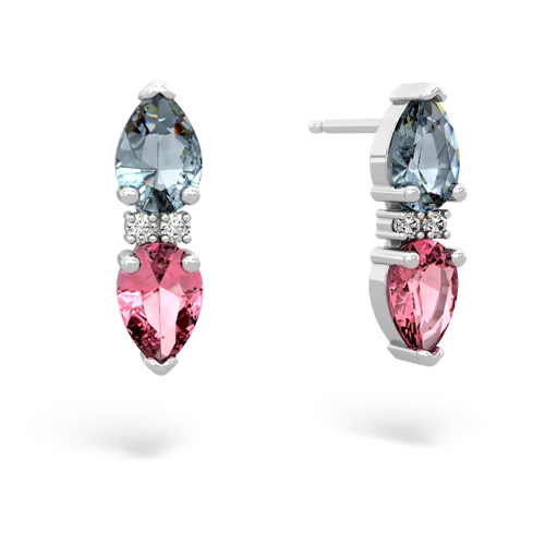 aquamarine-pink sapphire bowtie earrings