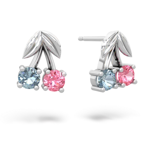 aquamarine-pink sapphire cherries earrings