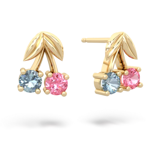 aquamarine-pink sapphire cherries earrings