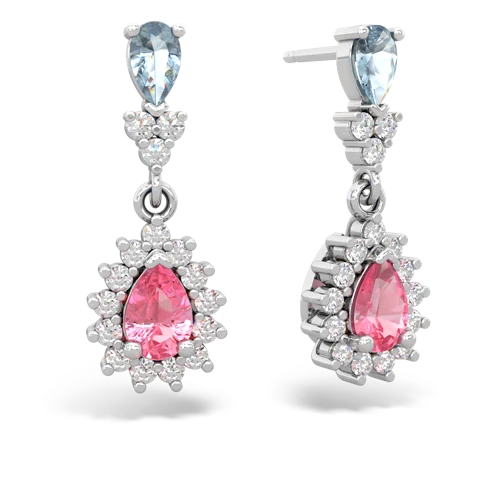 aquamarine-pink sapphire dangle earrings