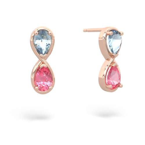 aquamarine-pink sapphire infinity earrings