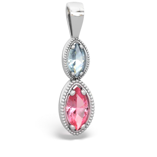 aquamarine-pink sapphire antique milgrain pendant