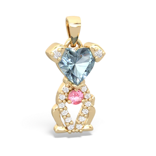 aquamarine-pink sapphire birthstone puppy pendant