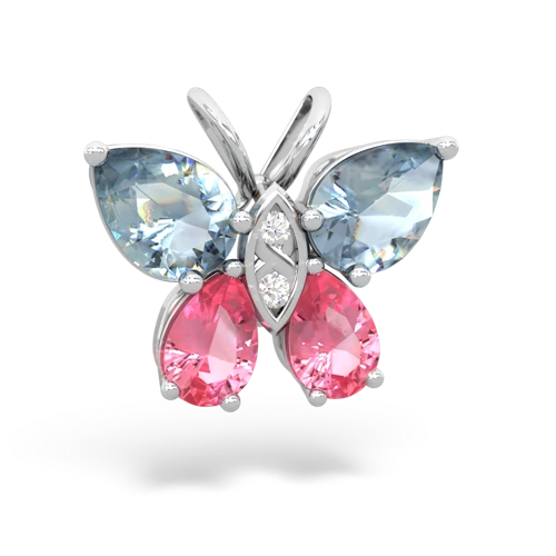 aquamarine-pink sapphire butterfly pendant