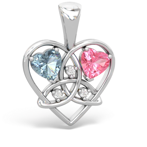 aquamarine-pink sapphire celtic heart pendant