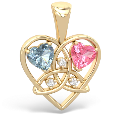 aquamarine-pink sapphire celtic heart pendant