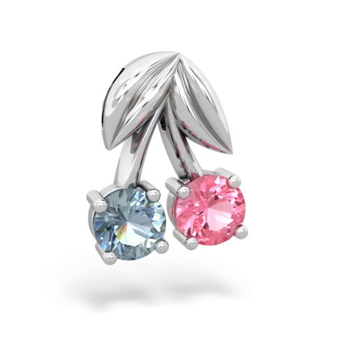 aquamarine-pink sapphire cherries pendant